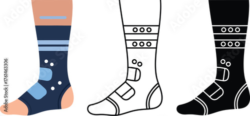 Three different styles of athletic socks for sports and active lifestyles