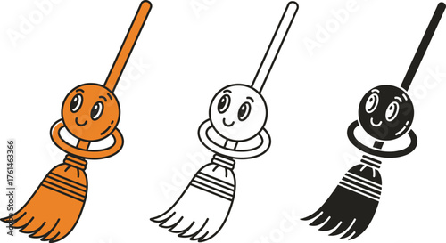 Cute cartoon broom vector illustration halloween broom design