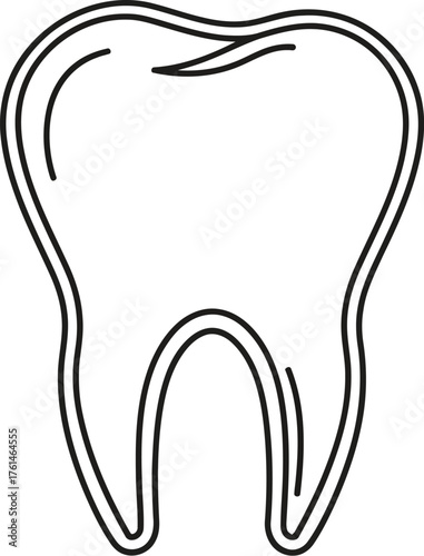 Simple line art illustration of a healthy molar tooth on a white background