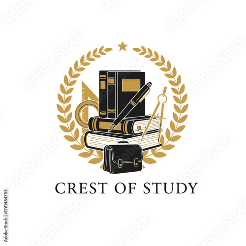 Vintage Academic Study Education Crest Vector