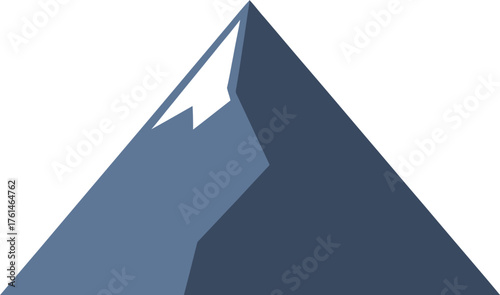 Minimalist mountain peak illustration against a clean white studio background