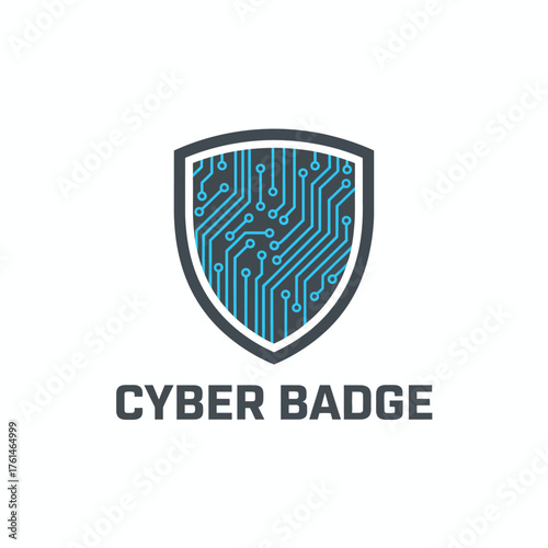 Cyber Security Circuit Board Shield Vector Logo