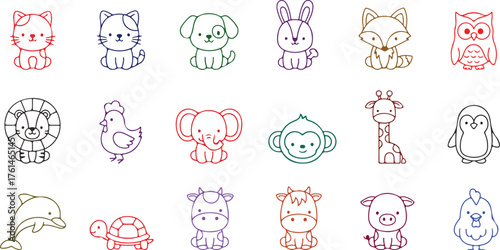 Cute Cartoon Animal Illustrations Collection