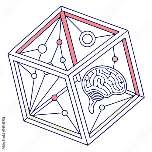AI Crystal Cube Vector.Perfect for futuristic branding, AI energy concepts, high-tech symbolism
