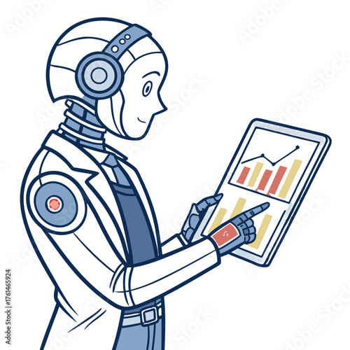 AI Financial Advisor Robot Vector.Perfect for fintech consulting, investment ads, wealth management apps
