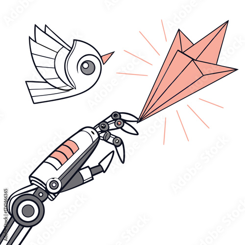 AI Origami Bird Vector.Perfect for creative logos, futuristic art platforms, AI design projects