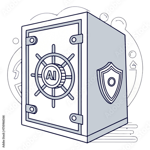 AI Secure Vault Vector.Perfect for fintech security branding, digital banking, crypto platforms