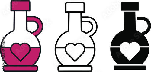 Heart potion bottle vector illustration love elixir graphic