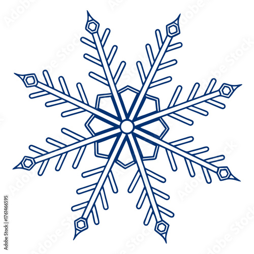 AI Snowflake Circuit Vector.Perfect for winter tech themes, Christmas AI concepts, futuristic holiday designs