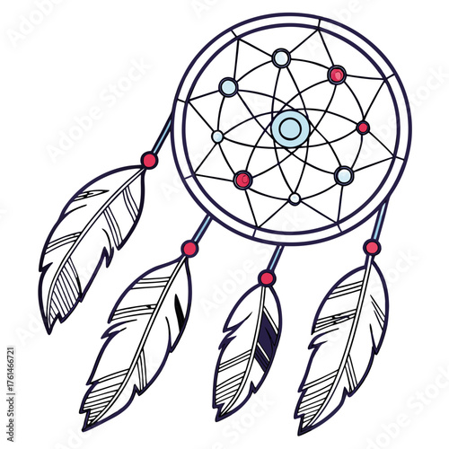 Futuristic AI Dreamcatcher Vector.Perfect for spiritual tech concepts, AI meditation apps, futuristic fantasy designs