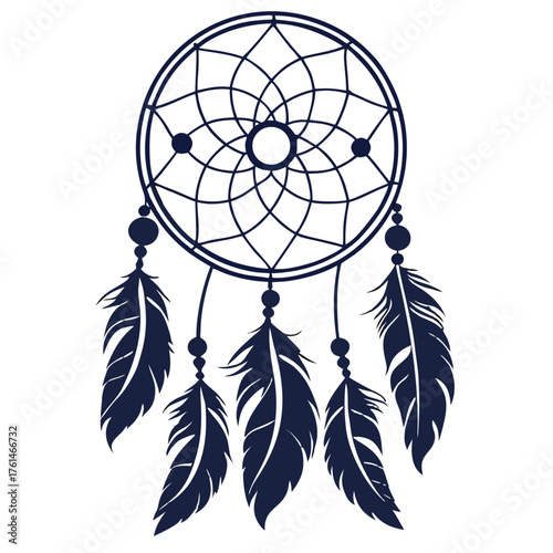 Futuristic AI Dreamcatcher Vector.Perfect for spiritual tech concepts, AI meditation apps, futuristic fantasy designs