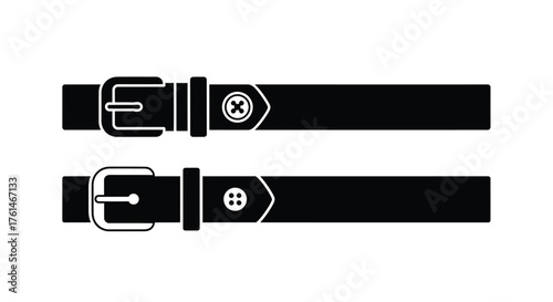 Black leather belts with different buckles a simple fashion accessory