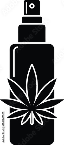 Cannabis spray bottle mockup cbd product design vector graphic