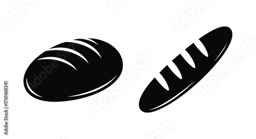 Simple black and white illustration showcasing two different types of bread
