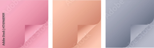 Page Curl Template  – Curved Paper Edge Design for Backgrounds curled page- paper fold-page turn -page corner - folded paper - curled paper effect- vector template- page curl mockup