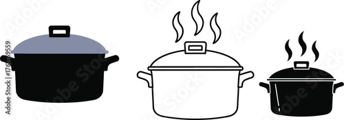 Stock pot cooking pot vector illustration kitchenware design