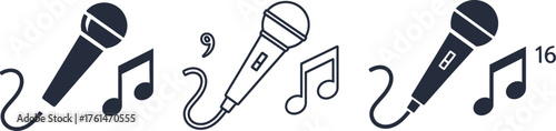 Microphone vector illustration music notes karaoke singing