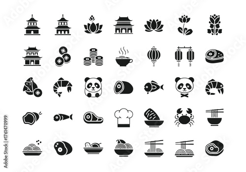 Vector illustration of collection of asian culture icons