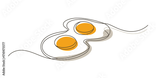 Continuous line art an artistic rendition of fried eggs with a single unbroken stroke vector