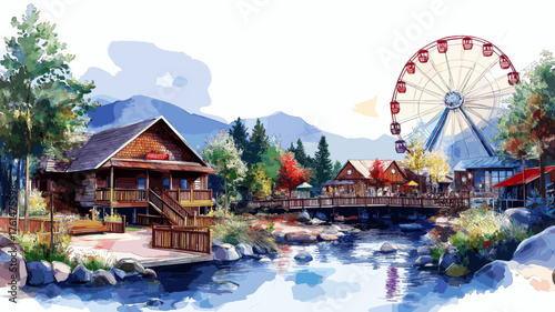 Dollywood. Dollywood hand drawn watercolor illustration