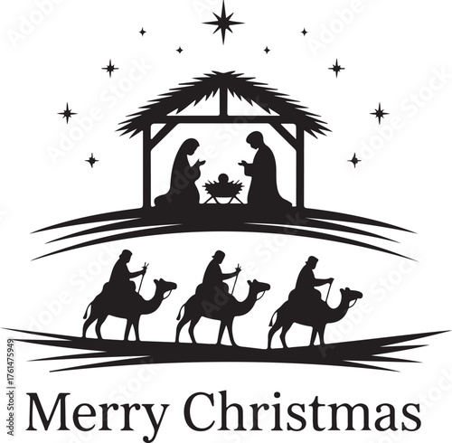Christian Christmas on White Background