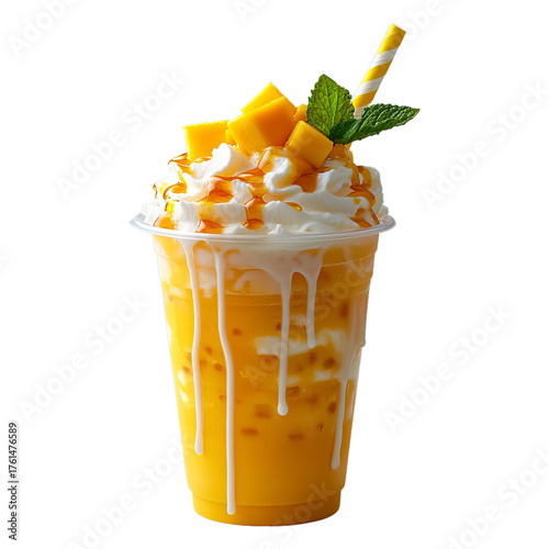 Wallpaper Mural Mango smoothie with whipped cream isolated on transparent background Torontodigital.ca