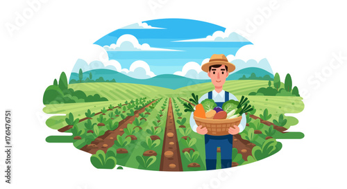Set of horizontal banners with farmers picking crops, taking care of cows, making hay. People at farm vector flat illustration. Scenes with agricultural workers on farmland isolated. Harvest season