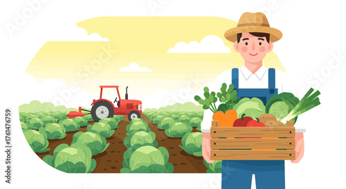 Set of horizontal banners with farmers picking crops, taking care of cows, making hay. People at farm vector flat illustration. Scenes with agricultural workers on farmland isolated. Harvest season