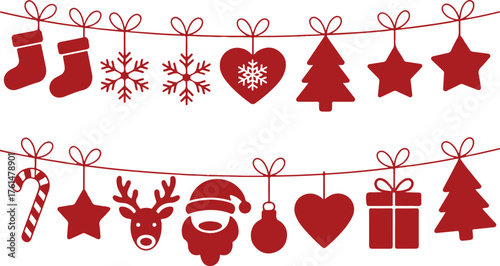 Christmas stocking decoration, vector set