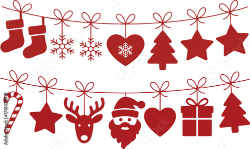 Christmas stocking decoration, vector set