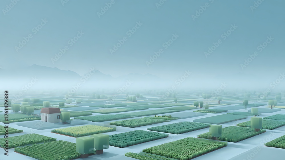 Fototapeta premium Desert transformed fertile green land farming sustainable eco