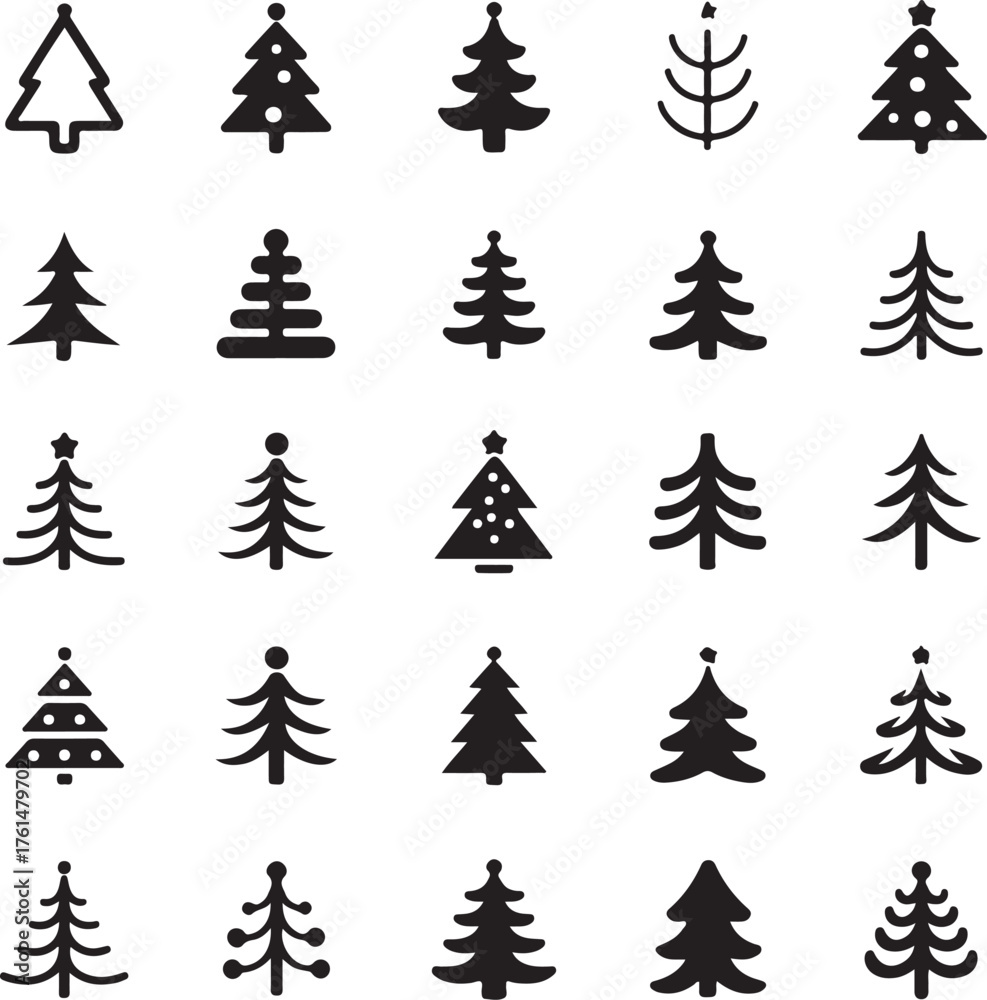Obraz premium Christmas tree icon collection - vector illustration