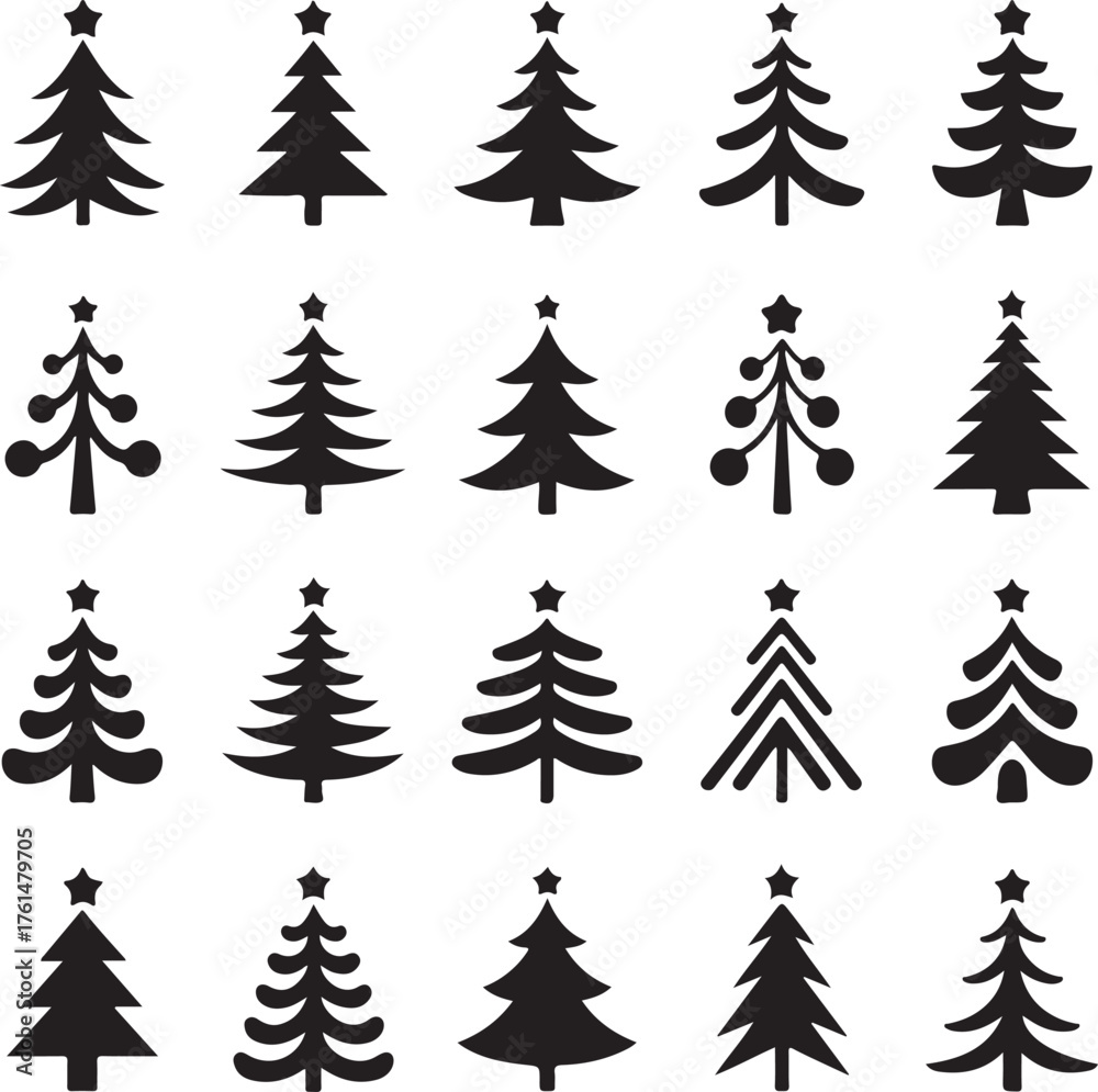 Obraz premium Christmas tree icon collection - vector illustration