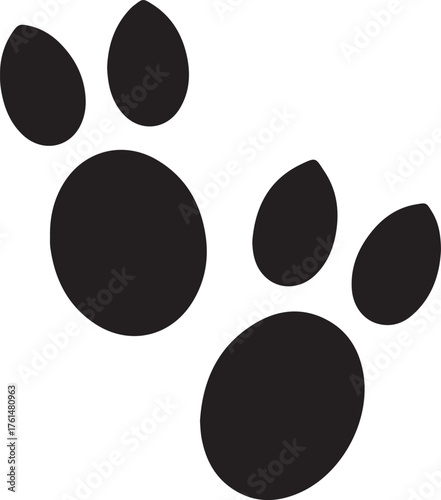 Deer and moose tracks black silhouette. Vector animals footprint