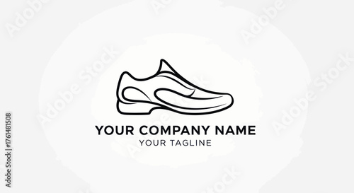 Minimalist Line Art Running Shoe Logo Design for Sportswear Brand.