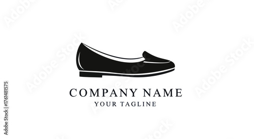 Elegant black silhouette of a classic womens loafer shoe.