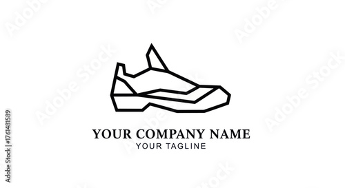 Geometric sneaker logo design for athletic footwear brand promotion.