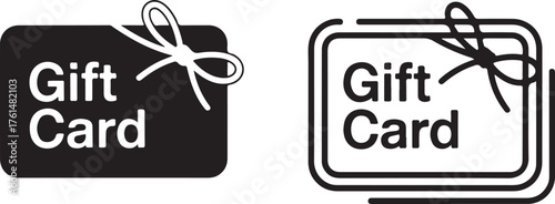 Gift card icon vector set in black flat and line stroke style