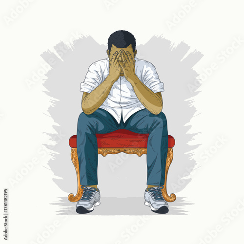 A man is contemplating his problems