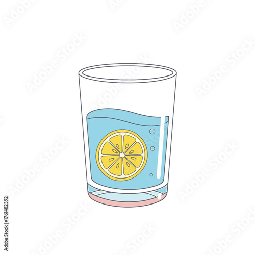 Refreshing glass of detox water with a vibrant lemon slice, promoting healthy hydration and a fresh, clean feeling, ideal for wellness themes and natural health content