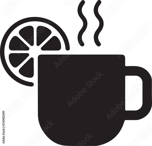 Hot Christmas drink glyph icon. Cafe sign. Mulled wine item. Happy new year decoration. Isolated vector illustration 