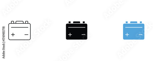 Car battery icon set vector on white background. energy, power, electric, symbol.