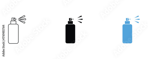 Spray bottle icon set vector on white background. container, mist, atomizer, pump, cosmetic, symbol.