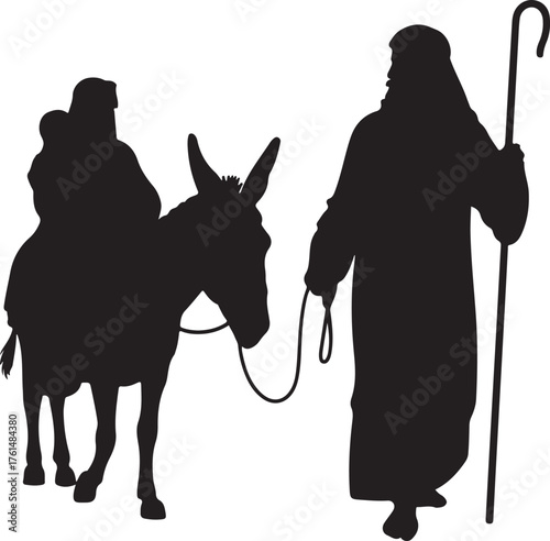 Mary and Joseph Christian Illustration Silhouettes