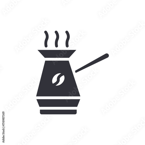 Hot Drink Cezve Coffee Pot Icon with Steam Vector Design