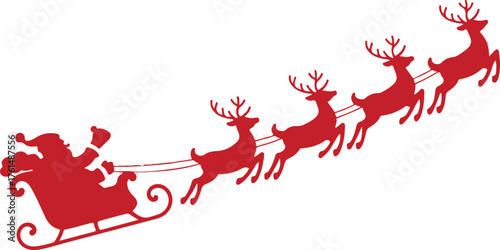 Santa Claus flyin on Christmas sleigh