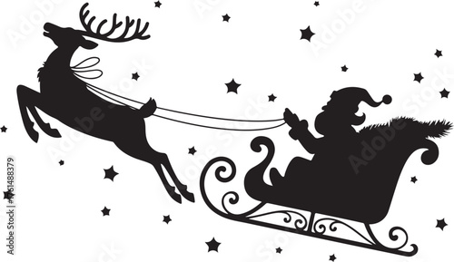 Santa Claus with reindeer in sleigh