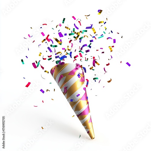 Photo of party popper Isolated on white background