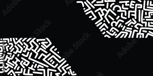 Diagonal Corner Abstract Maze Pattern Overlay Design
