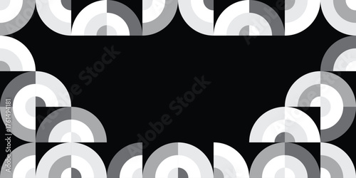 Monochrome Frame of Concentric Arc Quarter-Circles